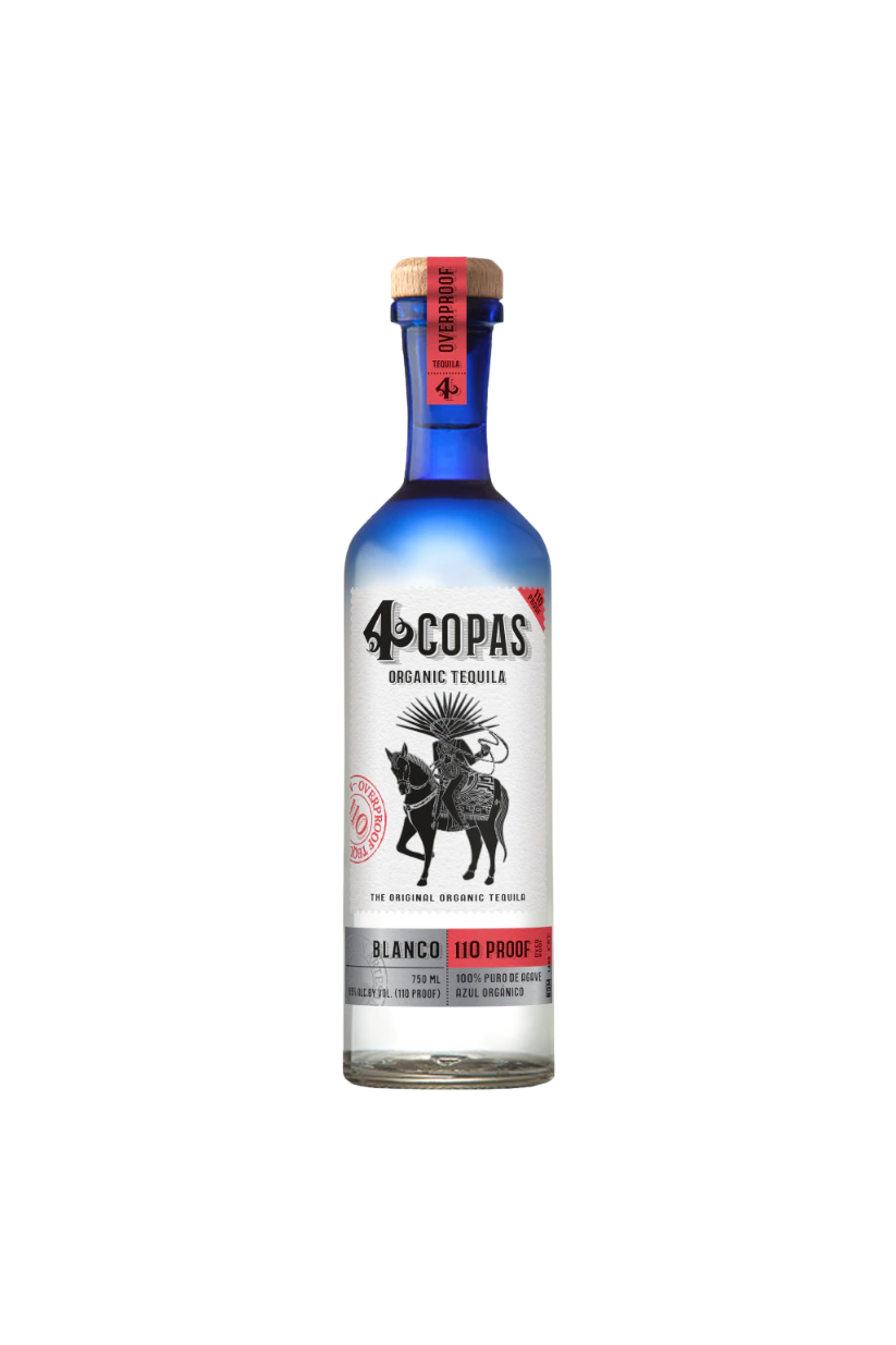4 Copas Organic Overproof Tequila Blanco USDA Organic & Kosher - 110 Proof