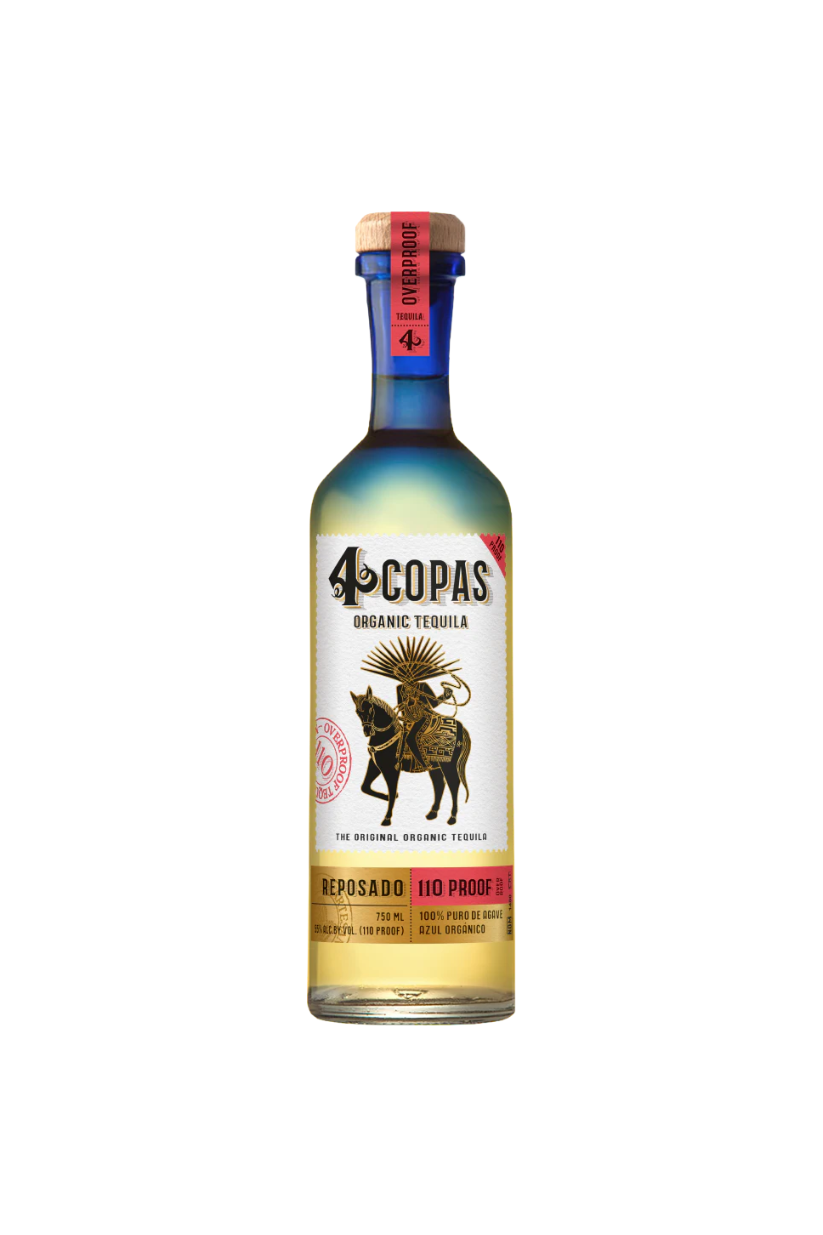 4 Copas Organic Overproof Tequila Reposado USDA Organic & Kosher - 110 Proof