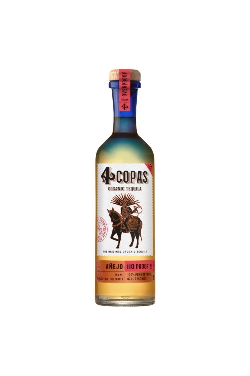 4 Copas Organic Overproof Tequila Anejo USDA Organic & Kosher - 110 Proof